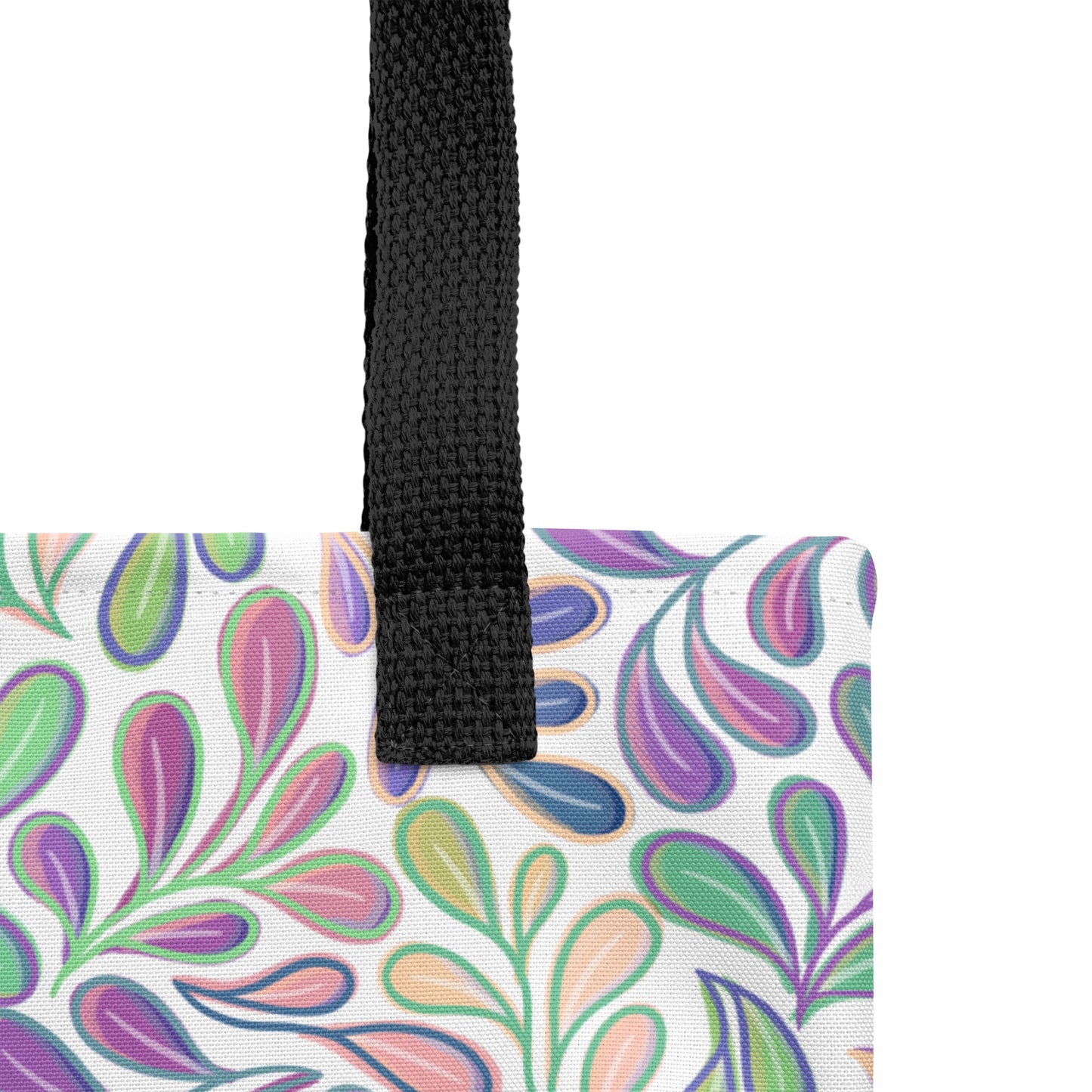 Tote Bag - Flowing Leaves - Purple, Peach and Green - Made to Order