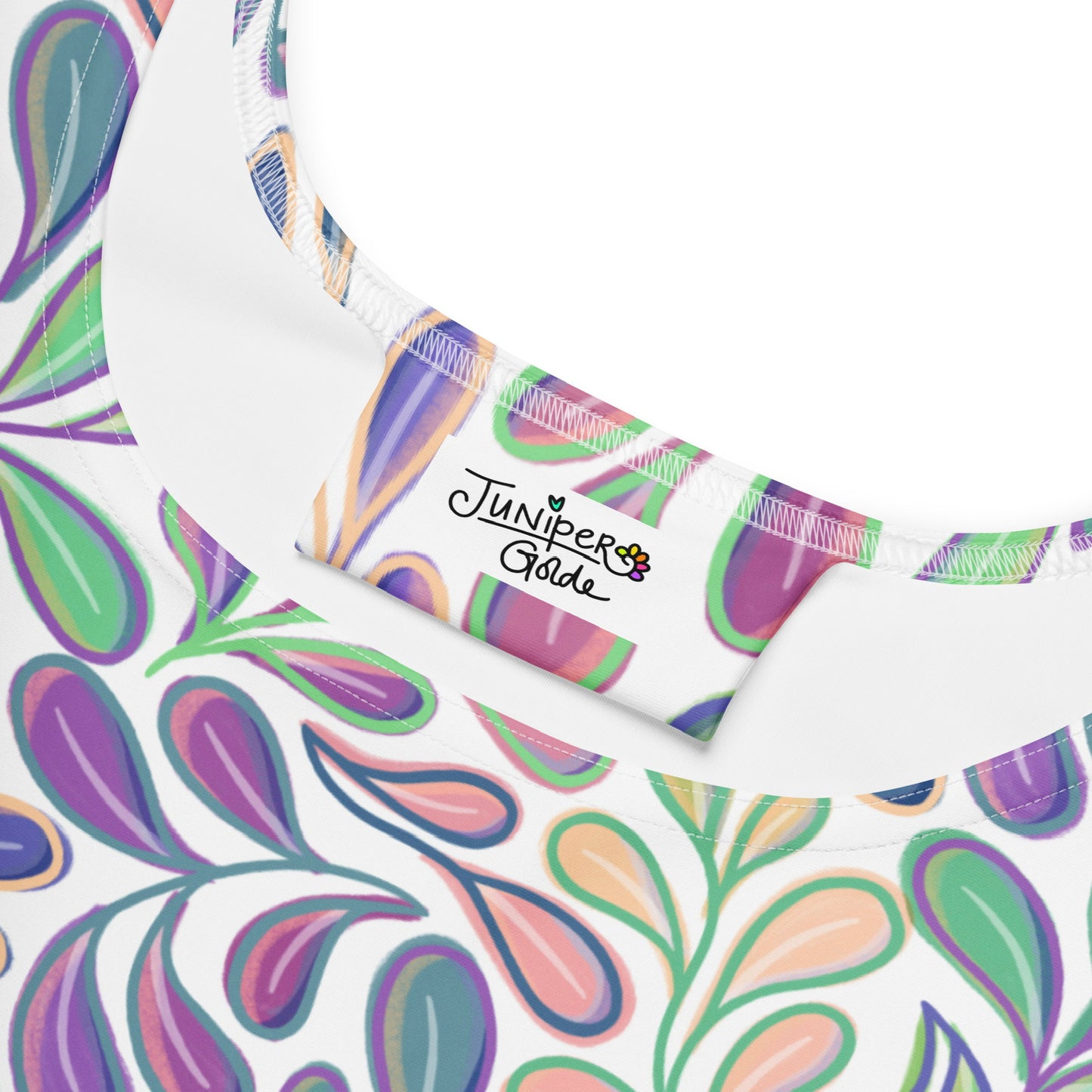 Skater Dress - Flowing Leaves - Purple, Peach and Green - Made to Order