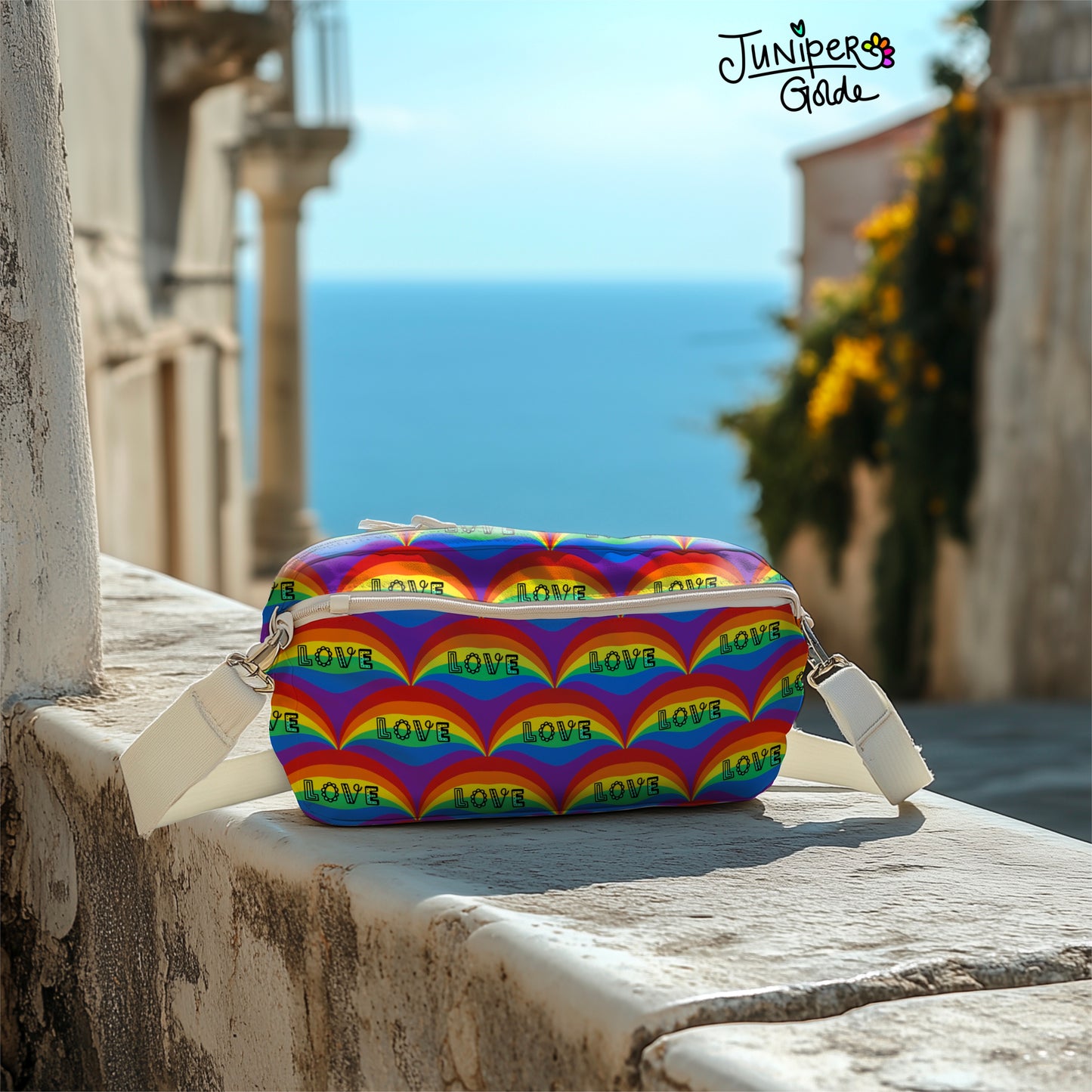 Seamless Pattern | Two Rainbow Pride Scallop: Plain and LOVE Text | Digital Download