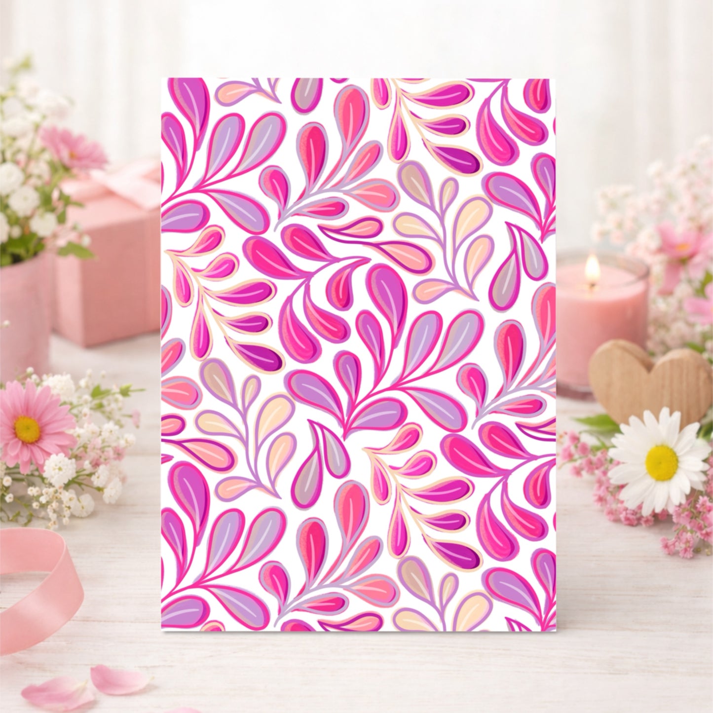 Greeting Card -  Flowing Leaves - Modern Botanical Pattern