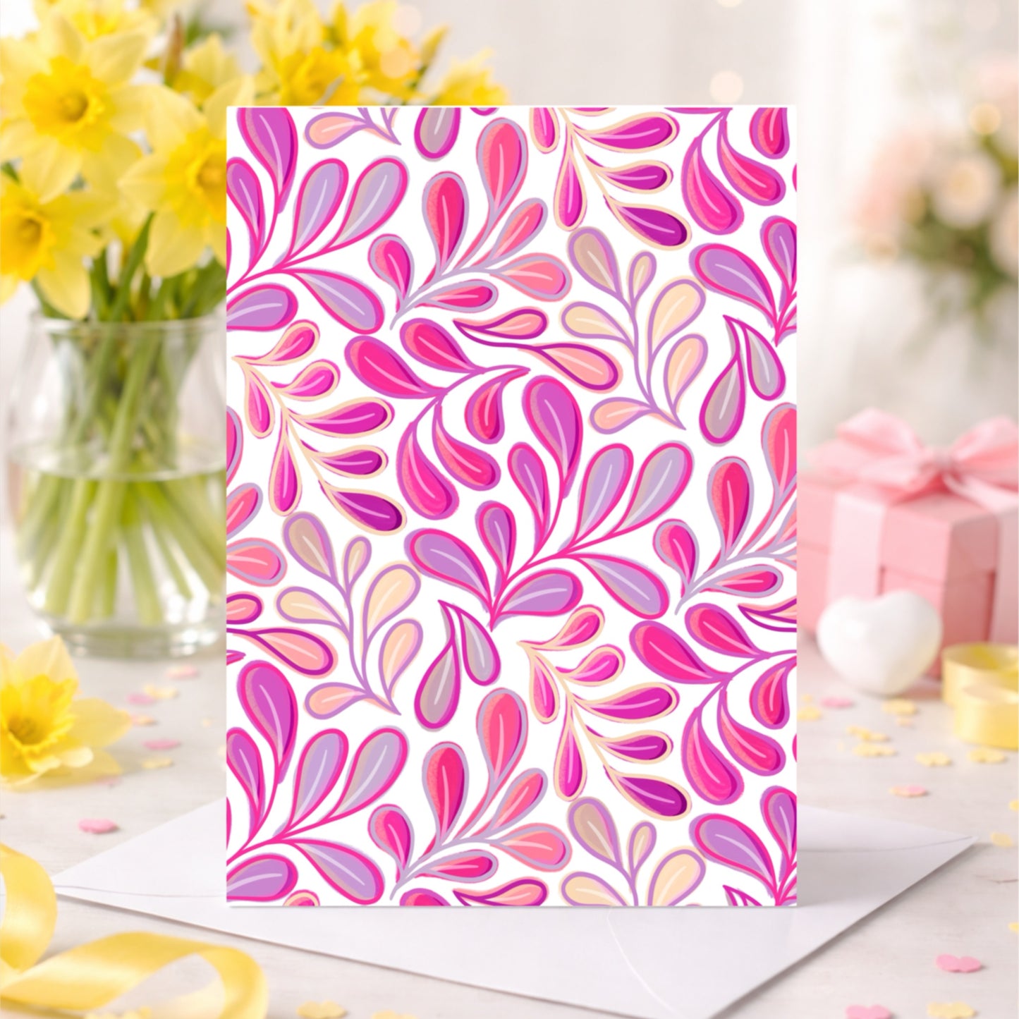 Greeting Card -  Flowing Leaves - Modern Botanical Pattern
