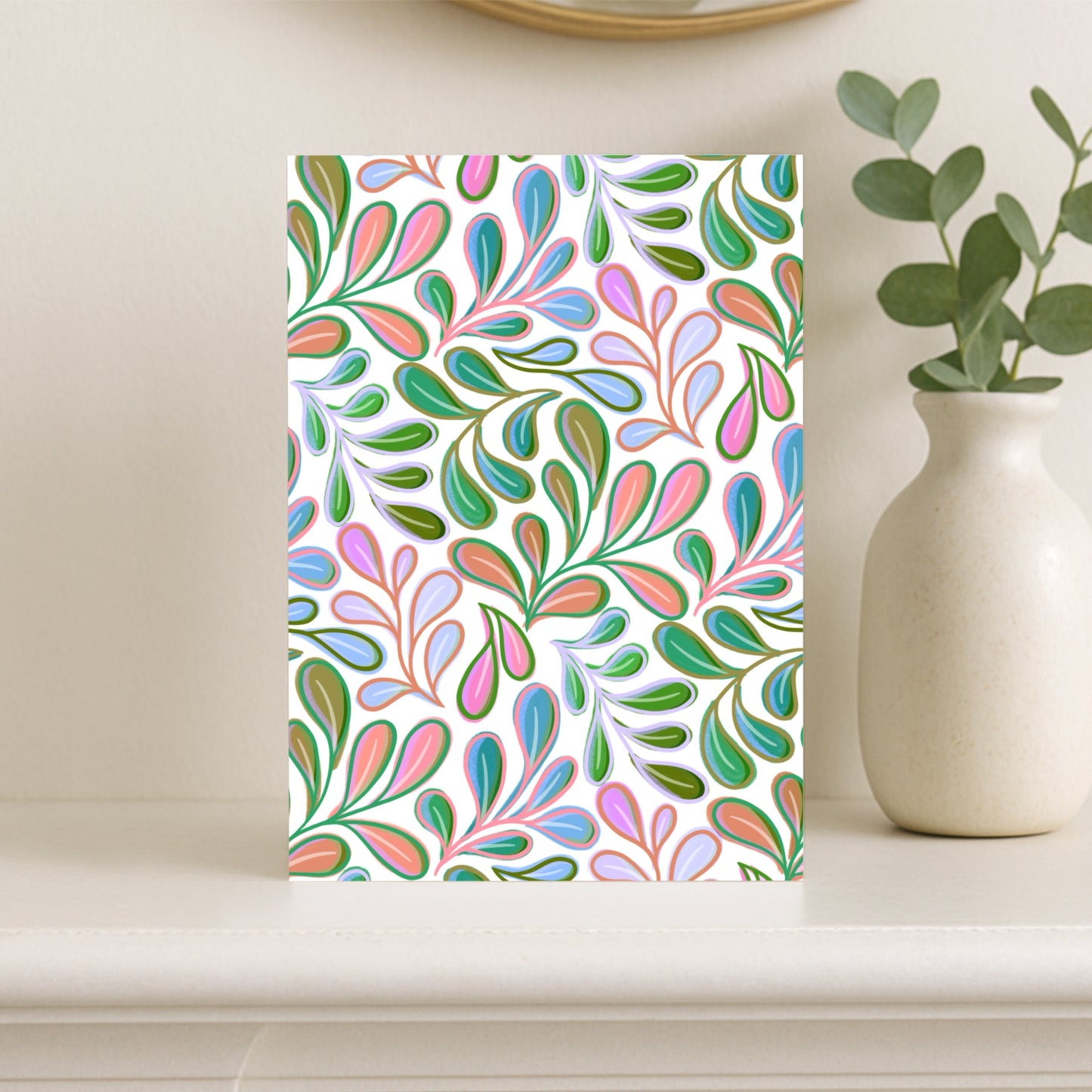 Greeting Card -  Flowing Leaves - Modern Botanical Pattern