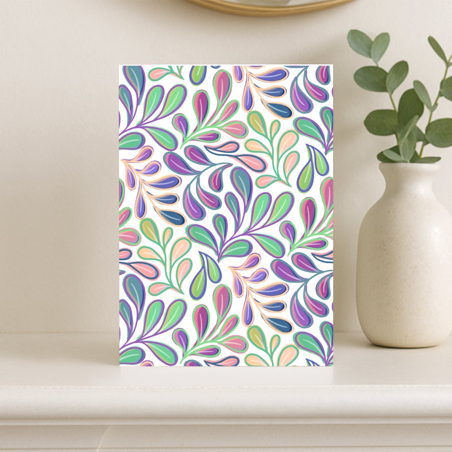 Greeting Card -  Flowing Leaves - Modern Botanical Pattern