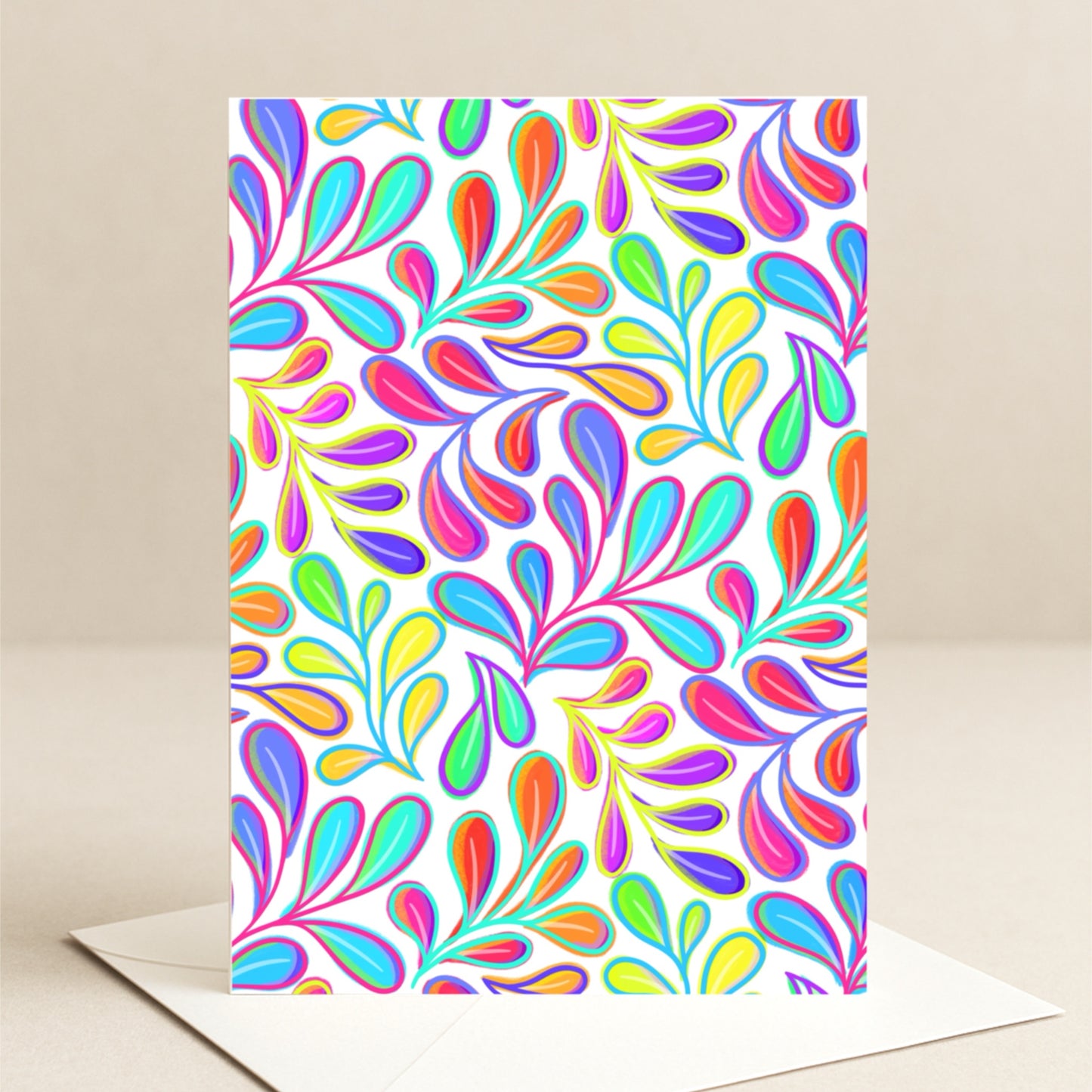 Greeting Card -  Flowing Leaves - Modern Botanical Pattern