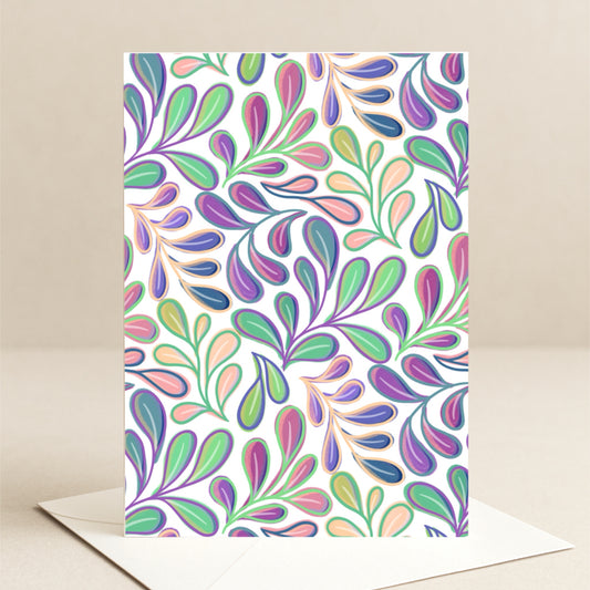 Greeting Card -  Flowing Leaves - Modern Botanical Pattern