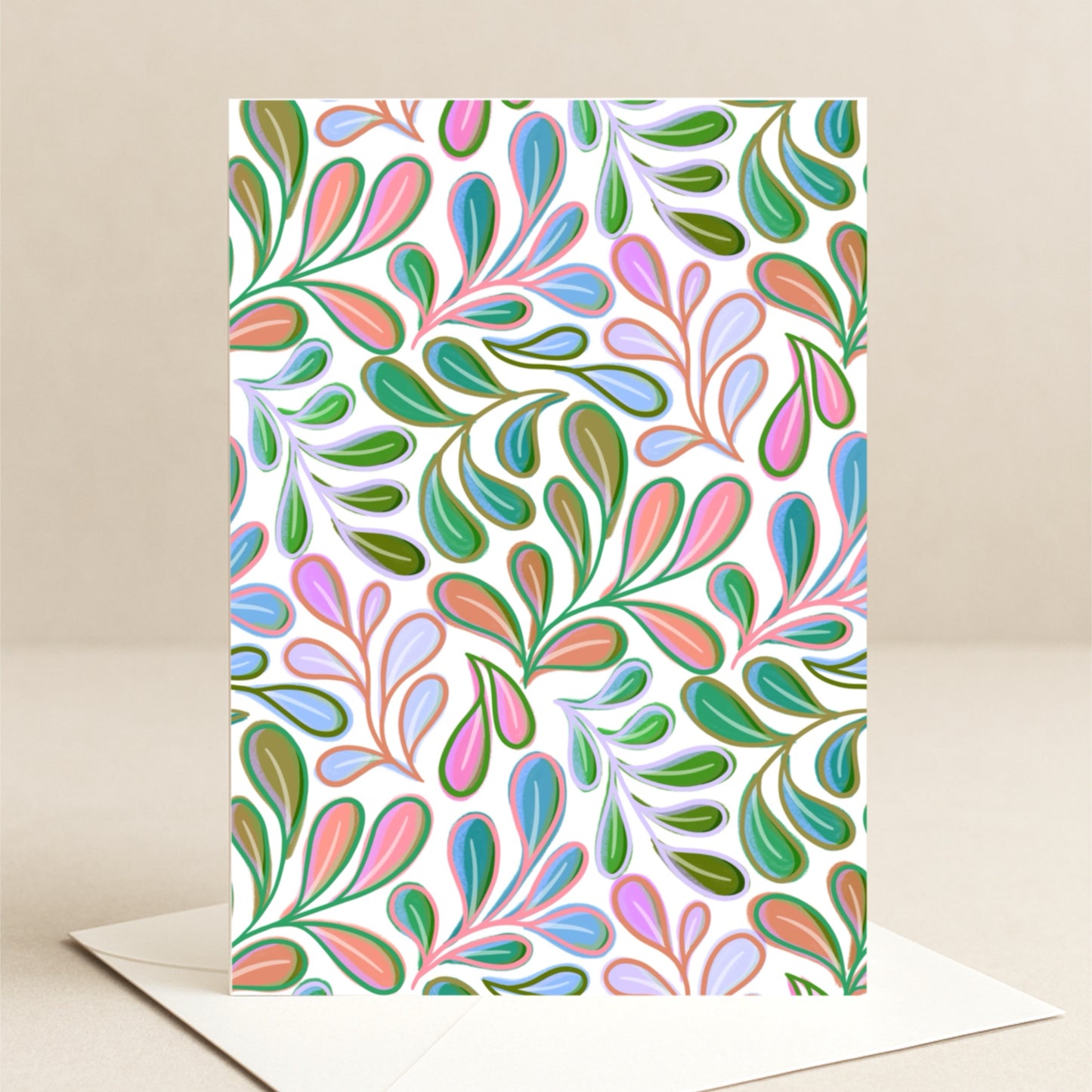 Greeting Card -  Flowing Leaves - Modern Botanical Pattern