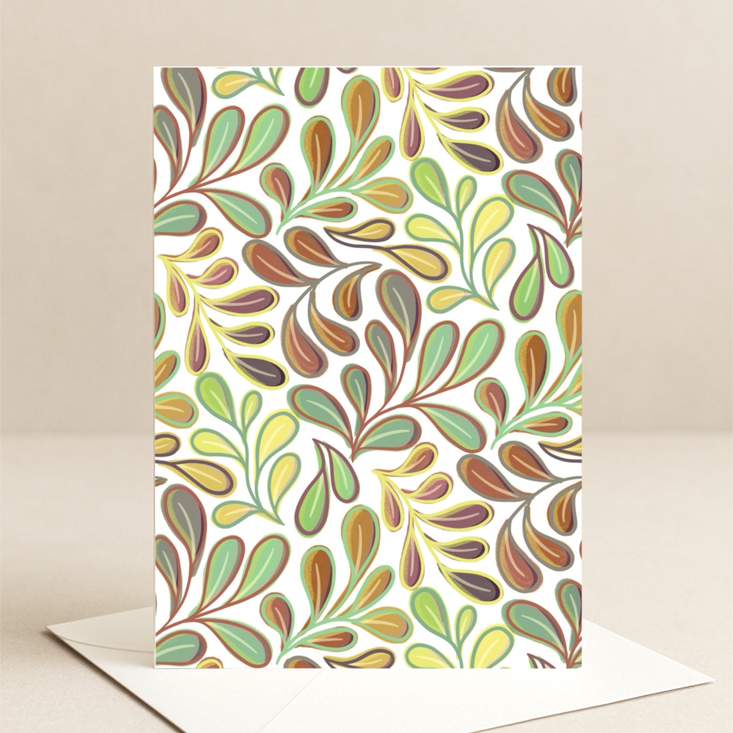 Greeting Card -  Flowing Leaves - Modern Botanical Pattern