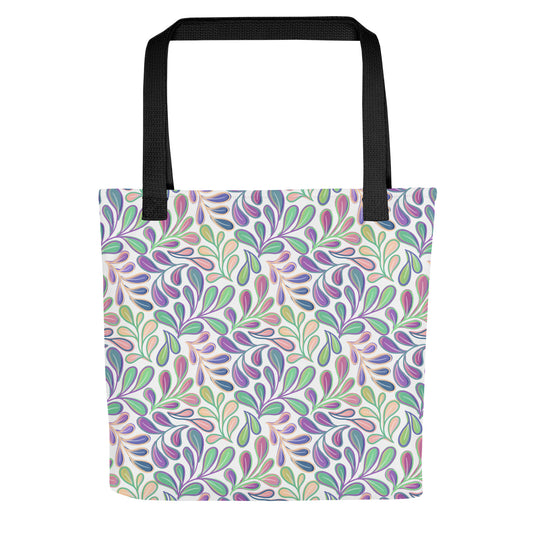 Tote Bag - Flowing Leaves - Purple, Peach and Green - Made to Order