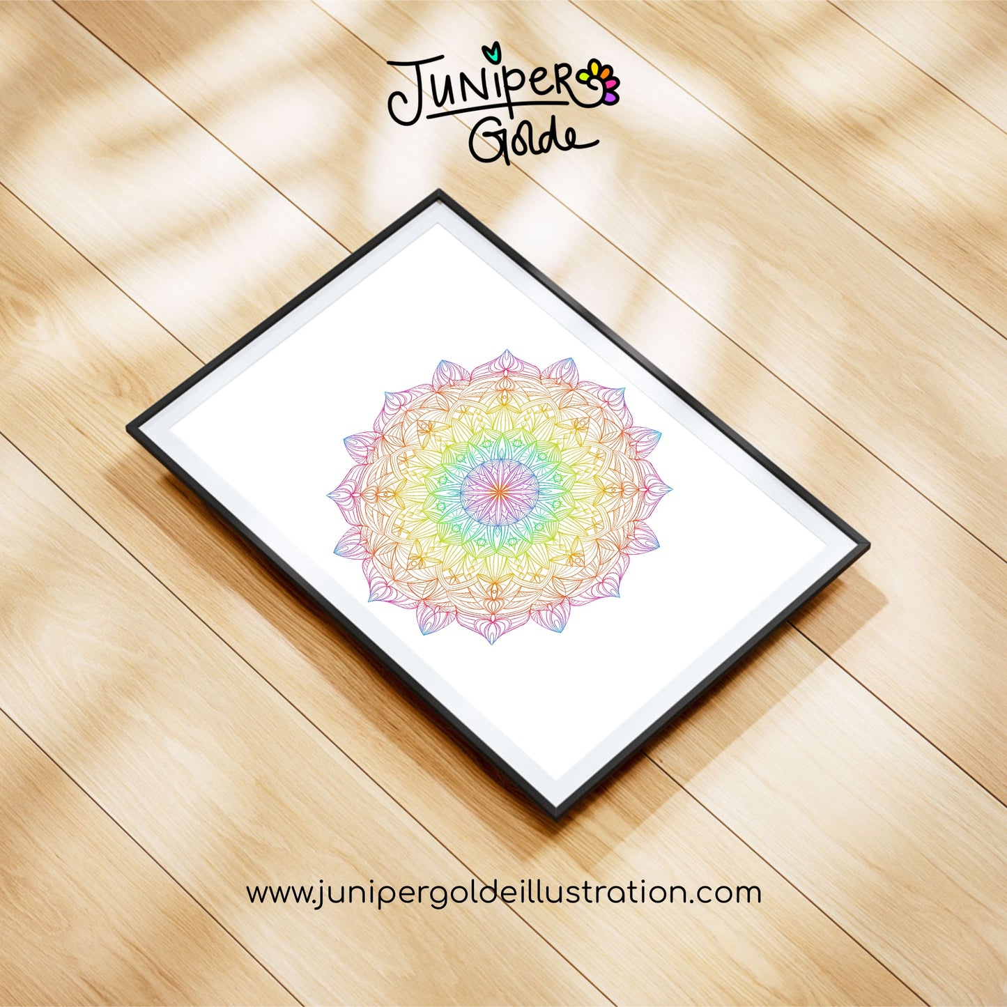 A4 Art Print - Hand-Drawn Mandala Illustration - Rainbow or Black