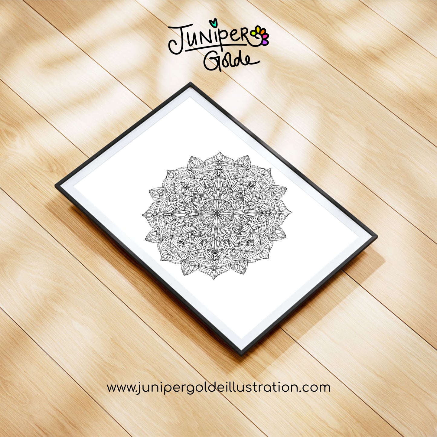 A4 Art Print - Hand-Drawn Mandala Illustration - Rainbow or Black