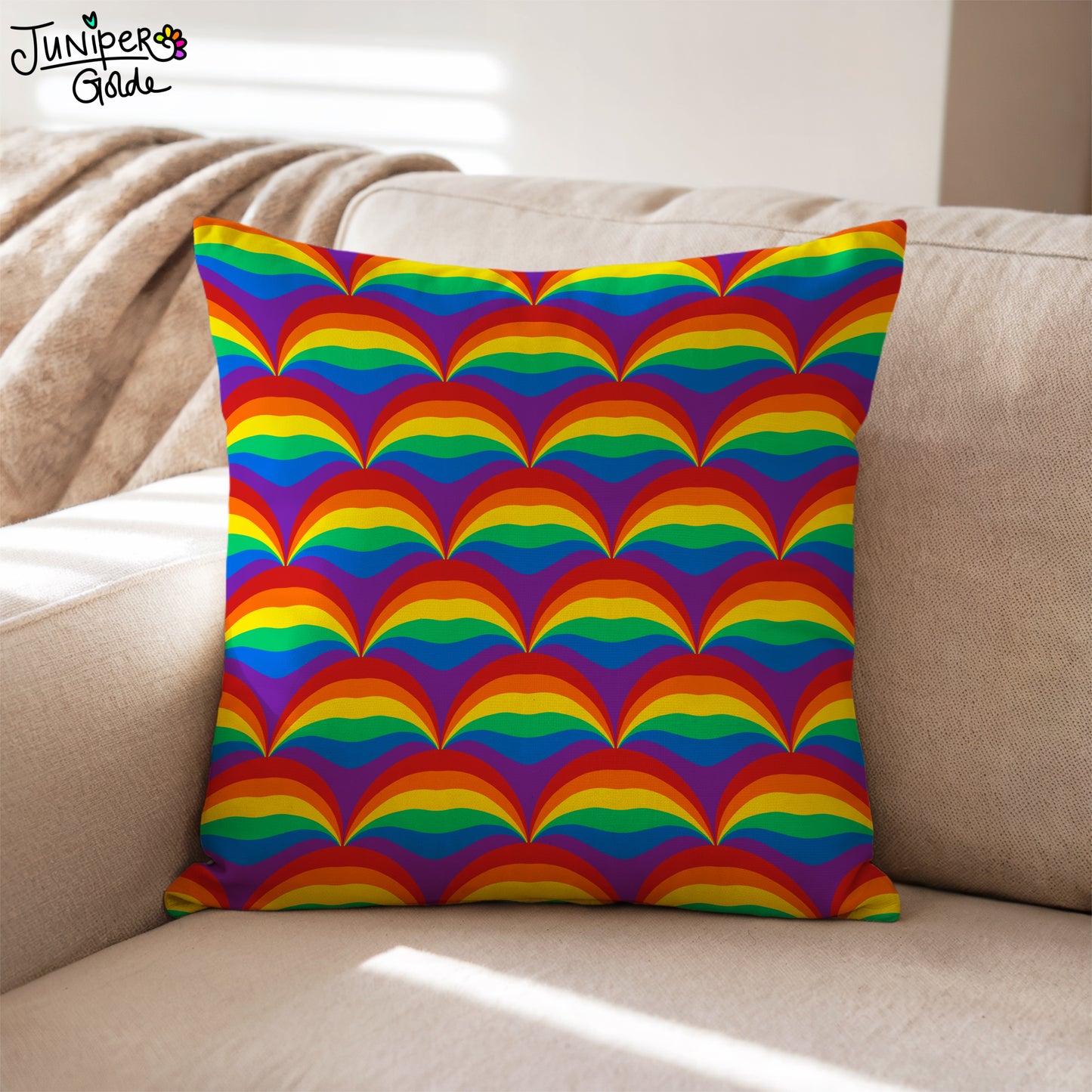 Seamless Pattern | Two Rainbow Pride Scallop: Plain and LOVE Text | Digital Download