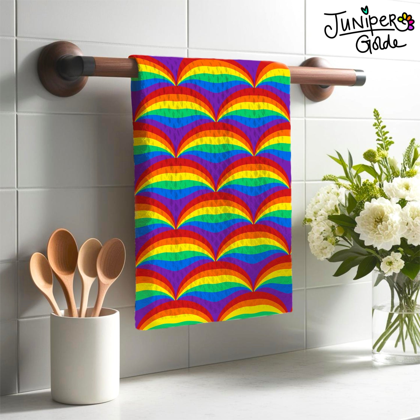Seamless Pattern | Two Rainbow Pride Scallop: Plain and LOVE Text | Digital Download