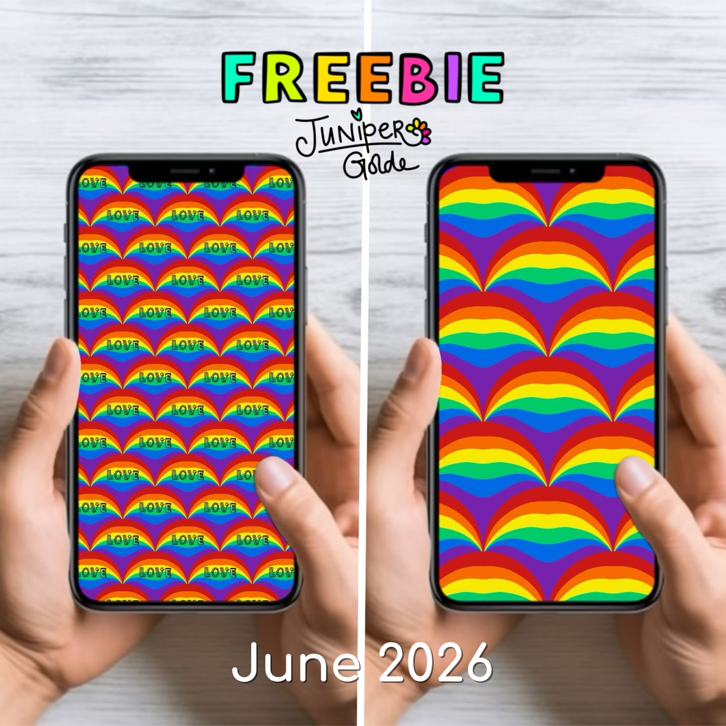 FREEBIE: June 2026 | 2 Rainbow Pride Phone Wallpapers | Digital Download
