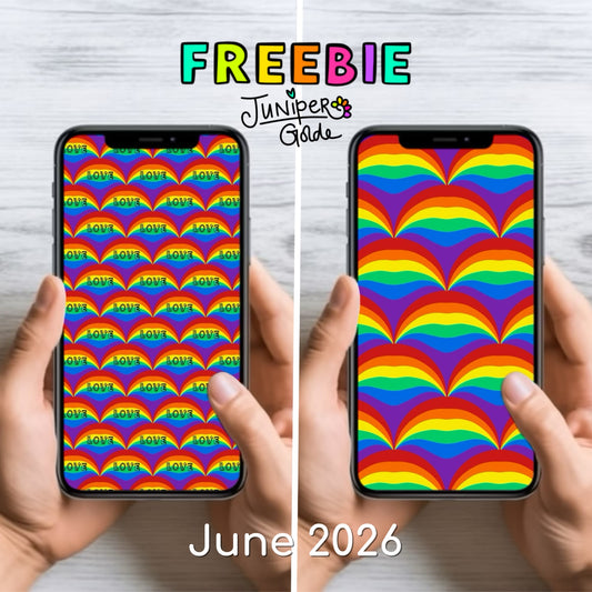 FREEBIE: June 2026 | 2 Rainbow Pride Phone Wallpapers | Digital Download