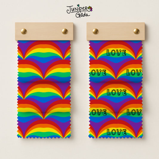 Seamless Pattern | Two Rainbow Pride Scallop: Plain and LOVE Text | Digital Download