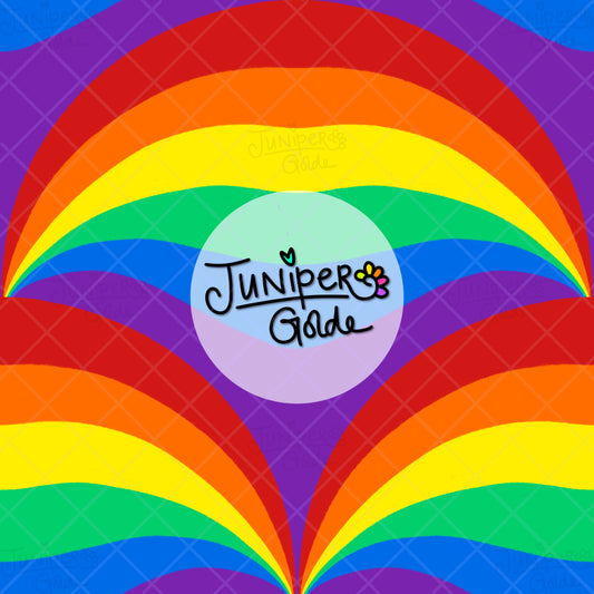 Seamless Pattern | Two Rainbow Pride Scallop: Plain and LOVE Text | Digital Download