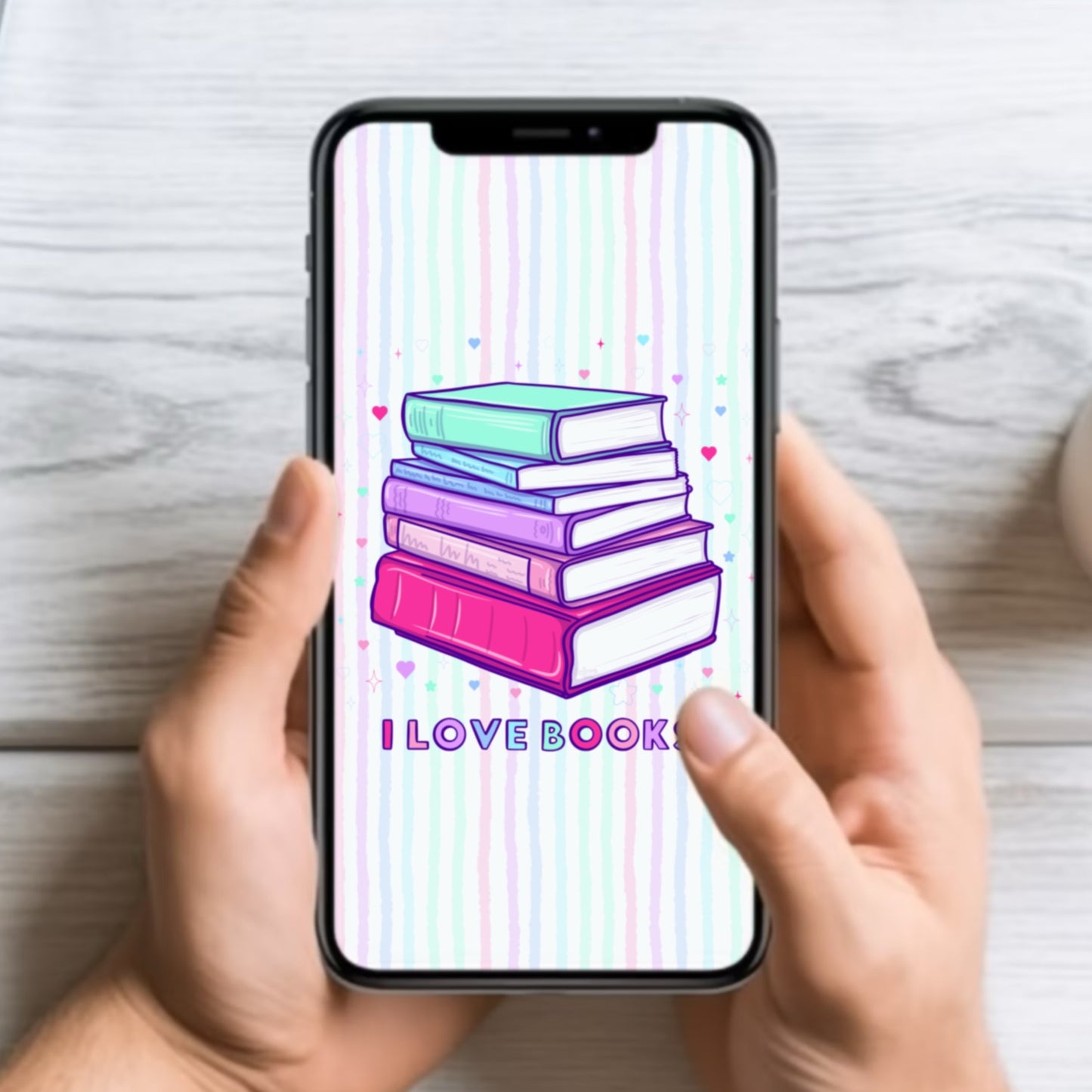 Mobile Phone Wallpaper | I Love Books | Digital Download