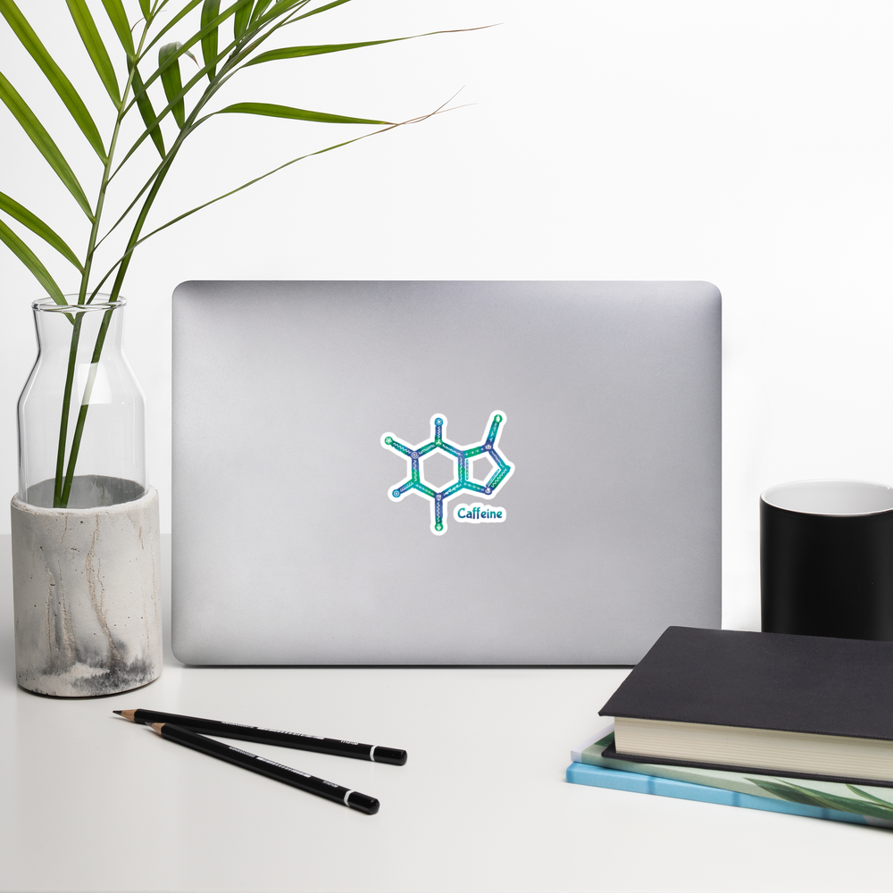 Kiss Cut Sticker – Caffeine Molecular Structure - Cute Science Design - Made to Order