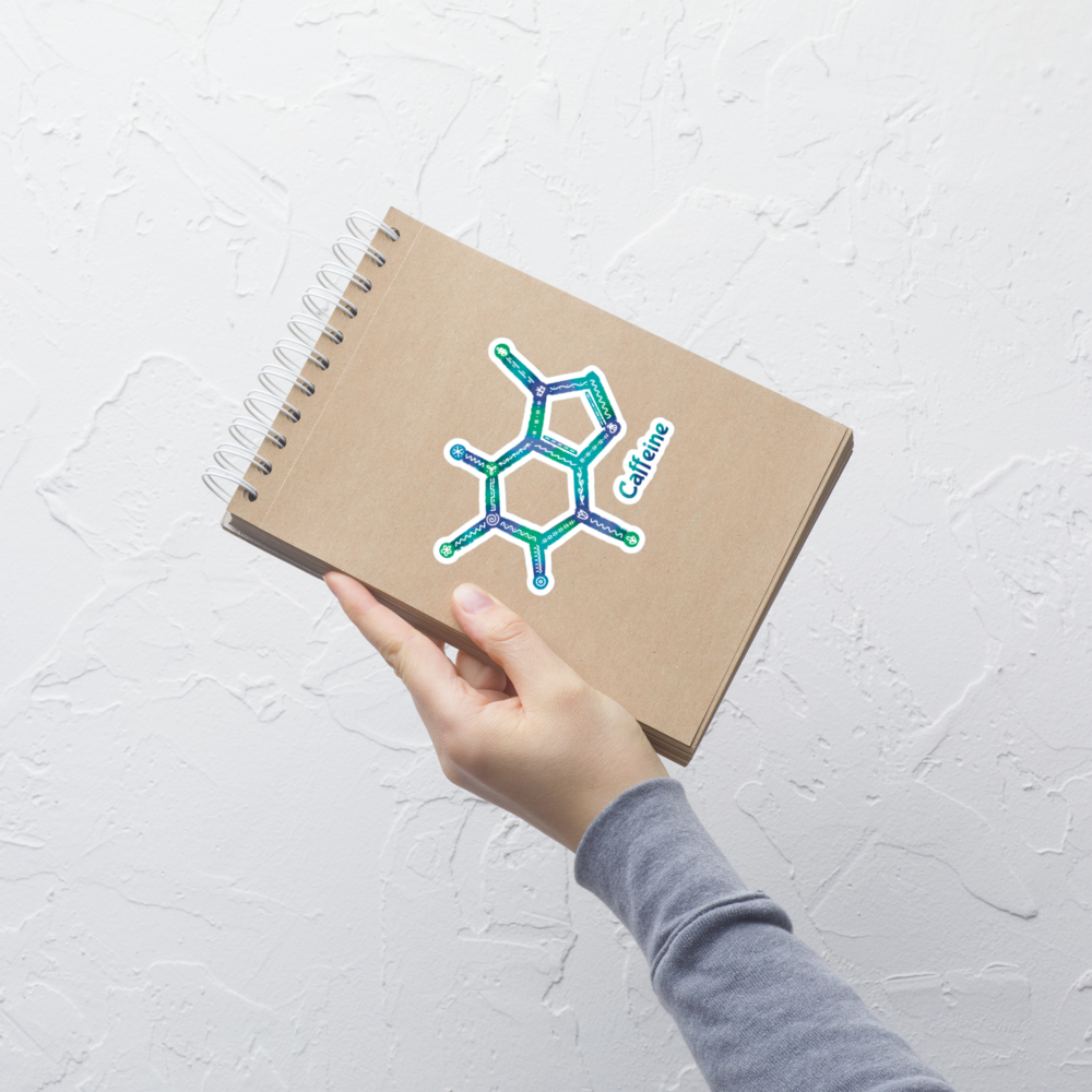 Kiss Cut Sticker – Caffeine Molecular Structure - Cute Science Design - Made to Order