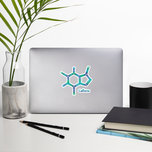 Kiss Cut Sticker – Caffeine Molecular Structure - Cute Science Design - Made to Order